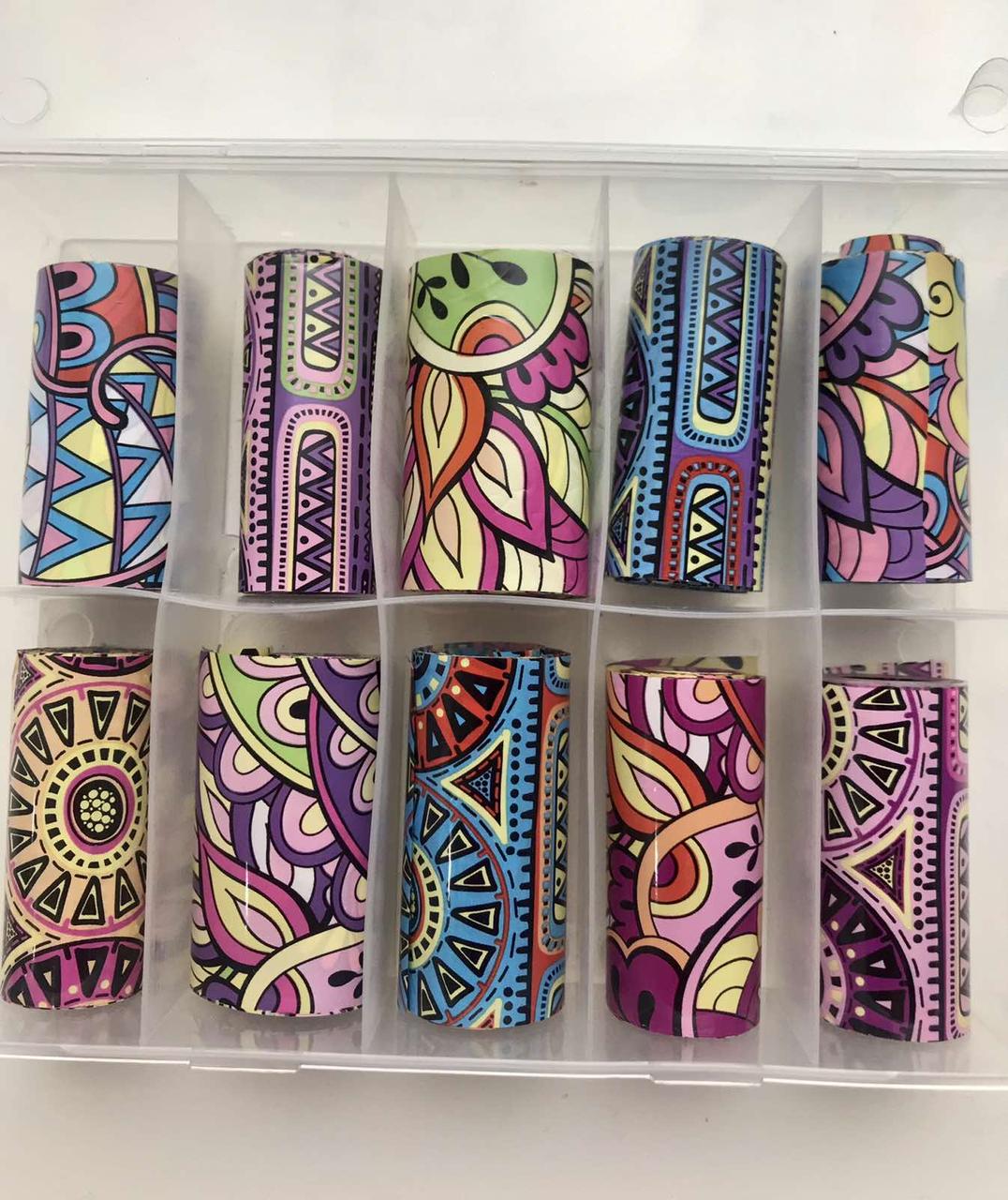 Новинка! Набір фольги для манікюру квіти, 10 штук в упаковці