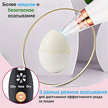 Вакуумный очиститель пор кожи лица белый Pore Cleaner 106598 прибор для пилинга и вакуумной чистки 6 насадок, фото 3