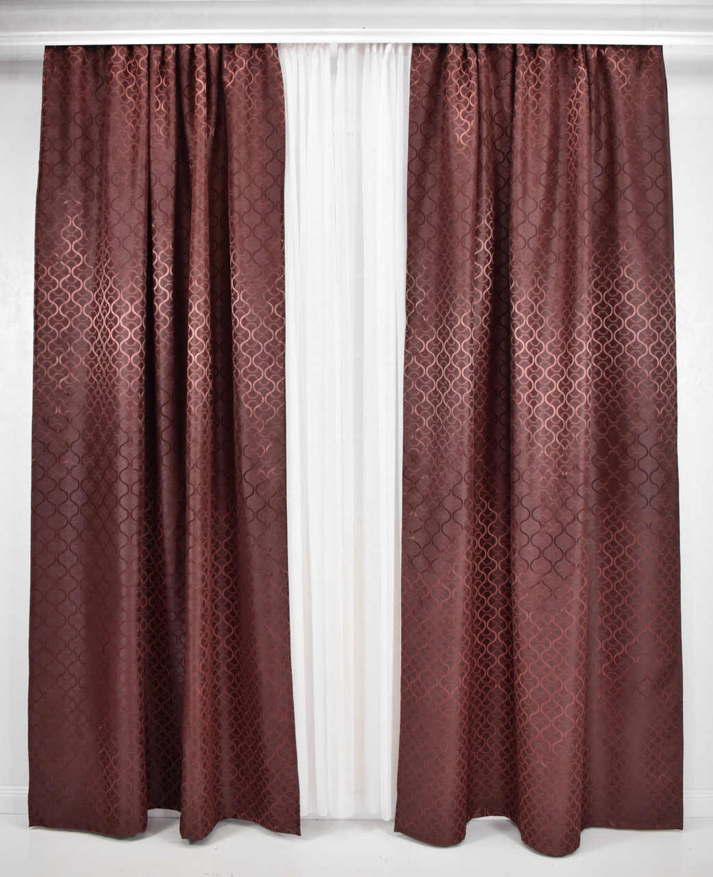 Готовий комплект штор Жаккард "Калькутта", Каштан