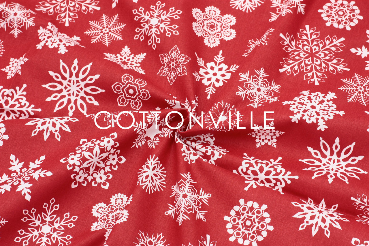 Ранфорс 240 см Сніжинки на червоному, фото 1