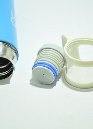 Вакуумный Термос H2O с чашкой голубой 500 мл нержавеющая сталь термос для чая - фото 3 - id-p343374418