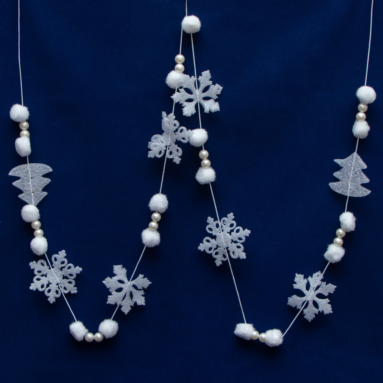 Новорічна прикраса - гірлянда з пінопластових фігурок, 2 м, білий, пінопласт, бавовна (200183), фото 1