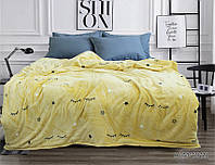 Мягкий теплый плед покрывало велсофт (микрофибра) желтый двуспальный Звезды 200х220 на диван