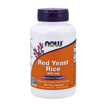 Органічний червоний дріжджовий рис (Monascus purpureus) Now Foods Red Yeast Rice 600 mg (120 veg caps)