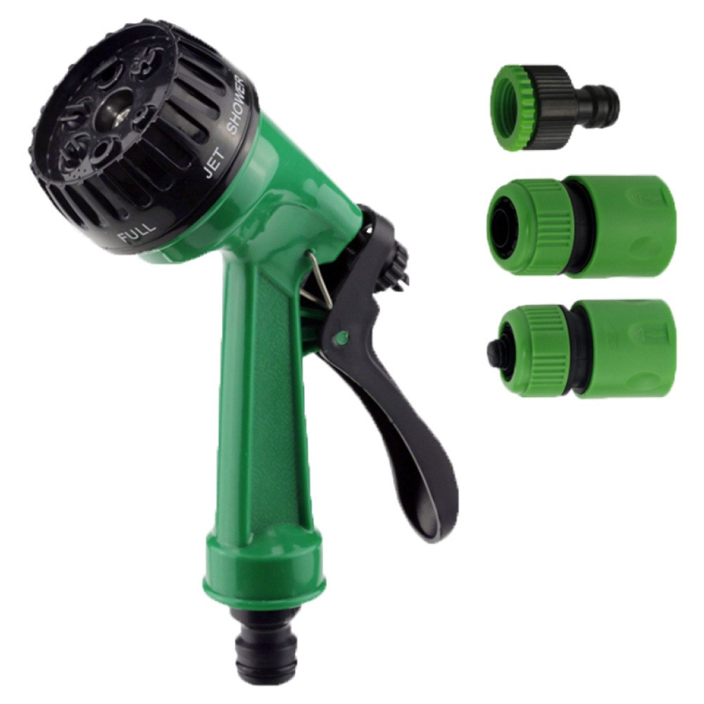 Набір для поливу пістолет розпилювач 7-ми режимний 2 коннектора+адаптер на шланг 3/4" GRAD