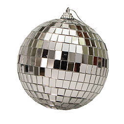 Ялинкова іграшка - куля "Диско", Дзеркальний сріблястий, D10 см, глянець (891466)