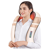 Универсальный массажер Jinkairui AE-P1-ZGHJJT Шиацу для спины, шеи, тела с прогревом (Улучшенная версия) Кремовый с бежевым