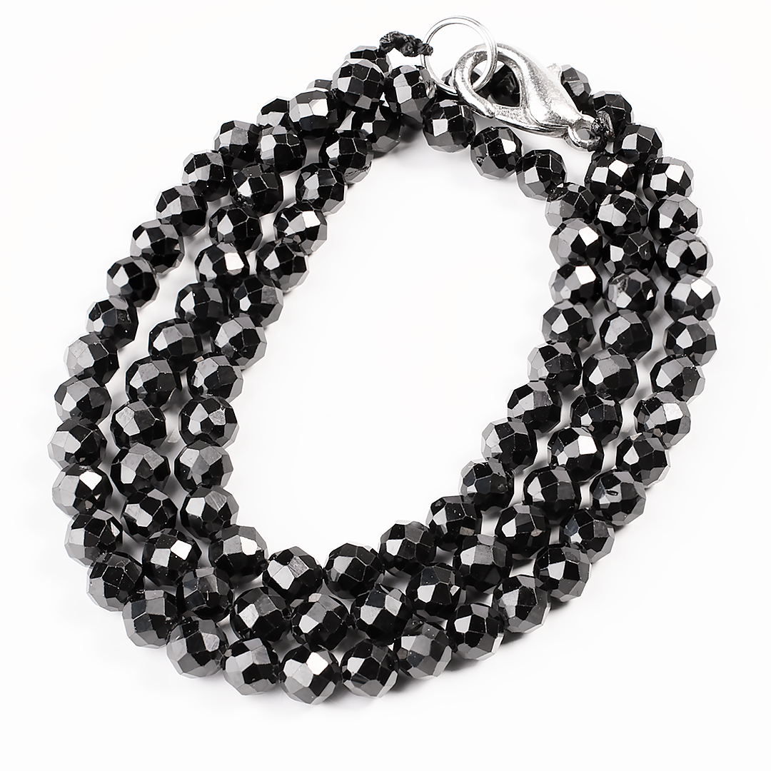 Шерл чорний турмалін намиста шнурок, Ø4 мм, 363ОШ, фото 1