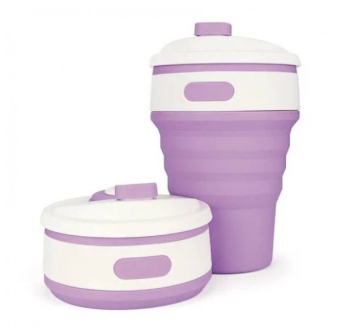 Складана силіконова чашка Collapsible Coffe Cup 350 ml Фіолетовий (KG-2979)