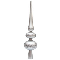 Ялинкова прикраса - верхівка на ялинку з декором, h-30 см, сріблястий, матовий, пластик (891527)