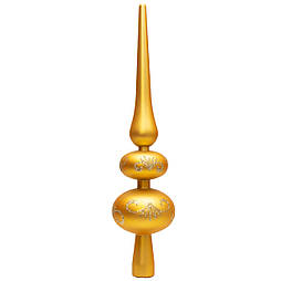 Ялинкова прикраса - верхівка на ялинку з декором, h-30 см, золотистий, матовий, пластик (891534)