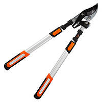 Гілкоріз площинний телескопічний храпових алюмінієві рукоятки 700-874мм FLORA сіро-помаранчевий