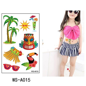 Флеш Тату. 12*8 См. Тимчасова. Перевідна. Набір, Гаваї, Літо, Літо, Відпочинок, Дика Вечірка, Коктейлі, Ws-A015