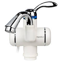 Кран-водонагрівач проточний LZ 3.0 кВт 0.4-5бар для раковини гусак вигнутий на гайці AQUATICA (LZ-5A111W)