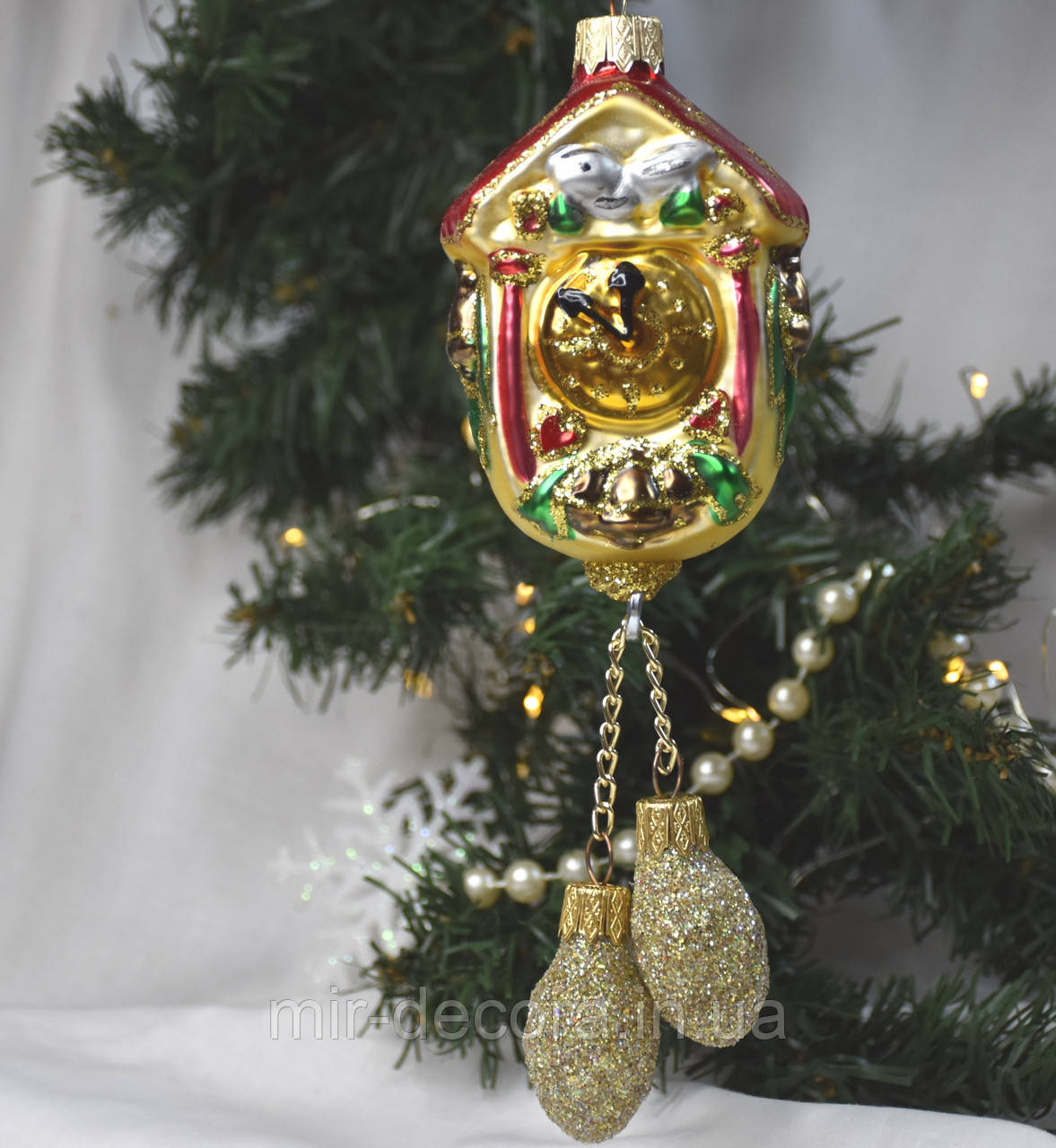 Формова іграшка зі скла Годинник золотий вел, фото 1