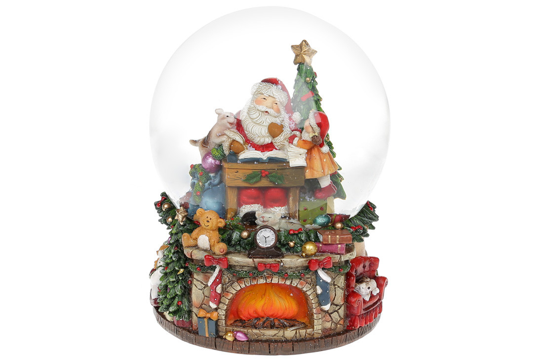 Водяна куля " Різдво біля каміну" 15,5см, фото 1
