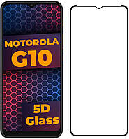 5D стекло Motorola G10 (Защитное Full Glue) Black (Моторола Мото Г20)