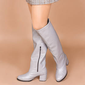 Симпатичні сірі чоботи жіночі байка хутро розміри від 36 до 41