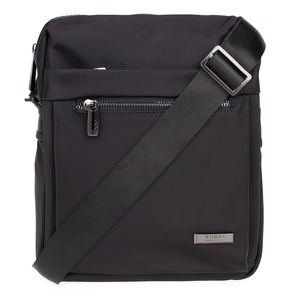 Чоловіча сумка через плече Nobol чорна, містка, 7 відділень (5305-3)