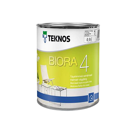 Матова акрилатна фарба Teknos Biora 4 0.9л, фото 1