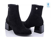 Женские черные замшевые ботинки ботильоны средний каблук размер 36