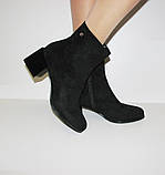 Жіночі чорні черевики ботільйони середній підбор замш 36, фото 3