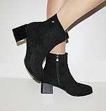 Жіночі чорні черевики ботільйони середній підбор замш 36, фото 7