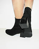 Жіночі чорні черевики ботільйони середній підбор замш 36, фото 4