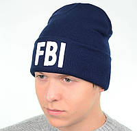 Зимняя шапка лопата ФБИ FBI мужская женская с отворотом разные цвета Темно-синий