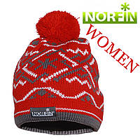 Шапка з бубоном (флісова підкладка) Norfin Women NORWAY RED