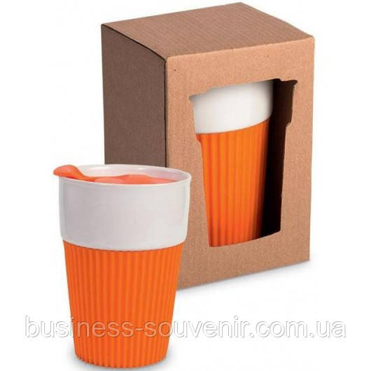 Чашка з силіконовою вставкою (10 кольорів). Брендування