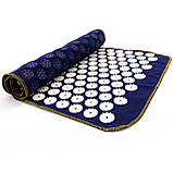 Масажний килимок Аплікатор Кузнєцова (акупунктурний ігольчатий массажер для спини) OSPORT Lite 80 (apl-009) Синьо-білий, фото 3