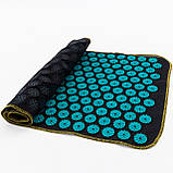 Набір для йоги 3в1 Килимок для йоги + Масажний килимок Аплікатор Кузнєцова + валик OSPORT Set 31 (n-0062) Чорно-бірюзовий, фото 6