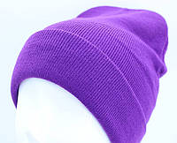 мужская шапка женская шапка зимняя осенняя однотонная шапка фиолетовая 2