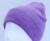 мужская шапка женская шапка зимняя осенняя однотонная фиолетовая