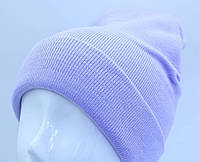 мужская шапка женская шапка зимняя осенняя однотонная светло-фиолетовая