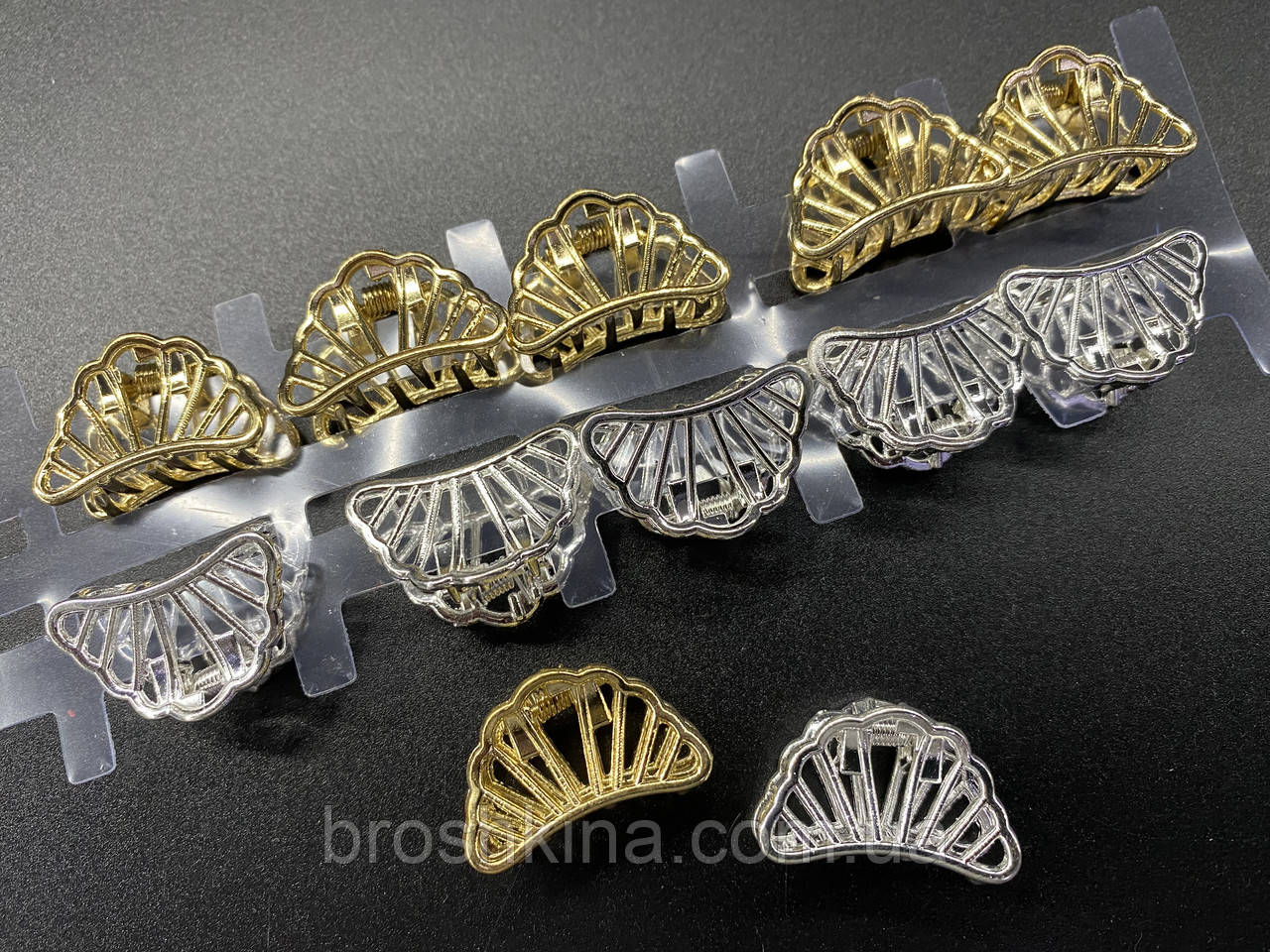 Крабики для волосся 2.5 см метал 2 кольори 12 шт/уп., фото 1