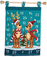 Набор для вышивания крестом (календарь-панно) Vervaco Elk with scarves "Лоси с шарфами"