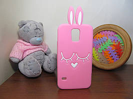 Об'ємний 3D силіконовий чохол для Samsung S5 Galaxy i9600 Кроллик pink