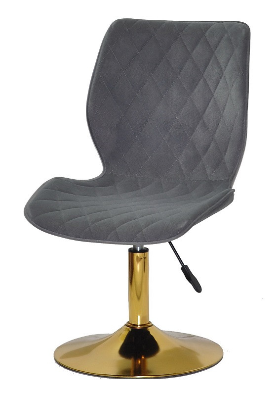 Стілець Toni GD-Base велюр сірий 1004 на золотій круглій нозі-опорі з регулюванням висоти сидіння, фото 1