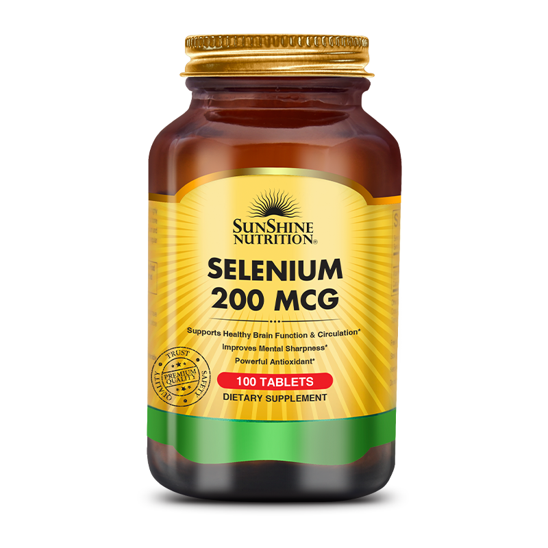 БАД Селеніум потужний антиоксидант SunShine Selenium 200 MCG США, для поліпшення кровообігу головного мозку