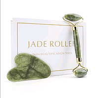 Jade roller Скребок гуаша і масажний ролер в подарунковій коробочці