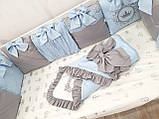 Бортики в ліжечко "блакитні корони", фото 9