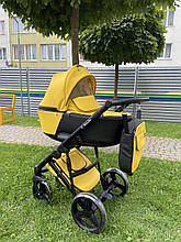 Дитяча коляска 2 в 1 Richmond Mirello Plus шкіра 100% (жовтий - чорний)