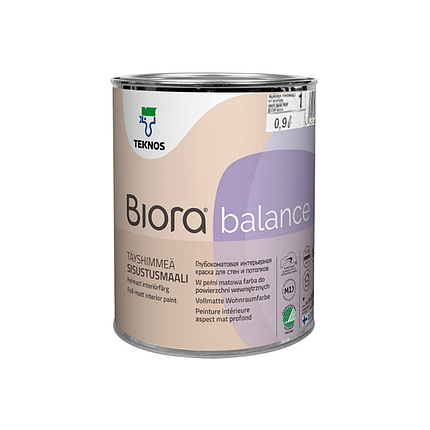 Фарба для стін і стелі Teknos Biora Balance 0.9 л, фото 1