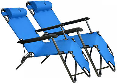 Комплект шезлонгів Bonro 153 см блакитний (2 шт) (70000201)