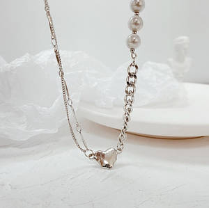 Підвіска, Кулон, Ланцюжок на шию з бусинками, унісекс, з титанової сталі 45 см