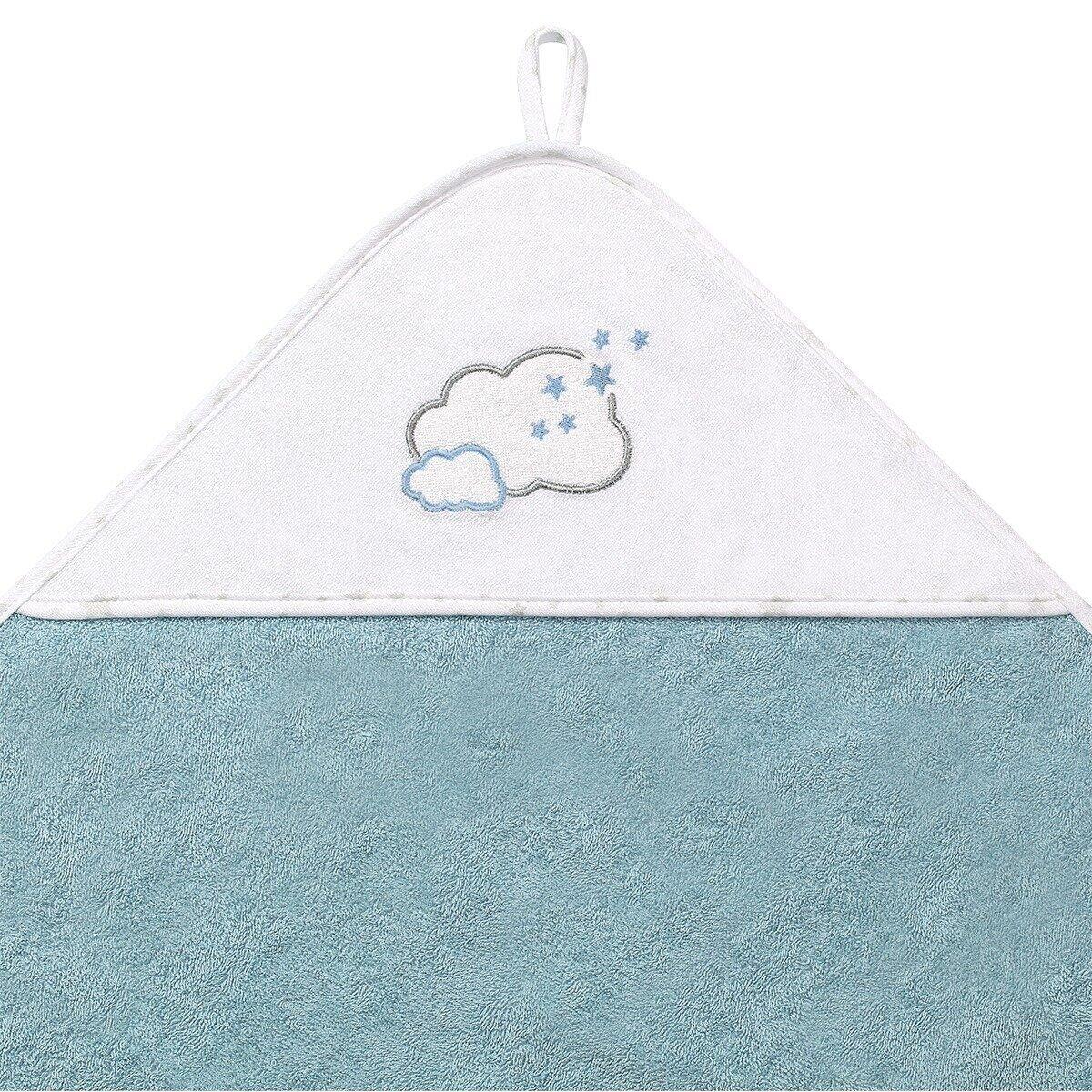 Полотенце махровое с капюшоном BabyOno 76х76 см Облака (голубое) - фото 2 - id-p1482085842