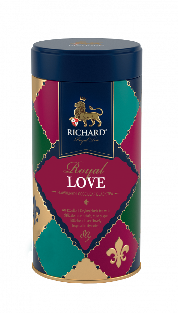 Преміальний цейлонський чай із пелюстками троянд Richard Royal Love 80 грамів у бляшанці, фото 1