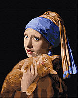Картина по номерам BrushMe "Девушка с рыжим котом" 40х50см BS51581